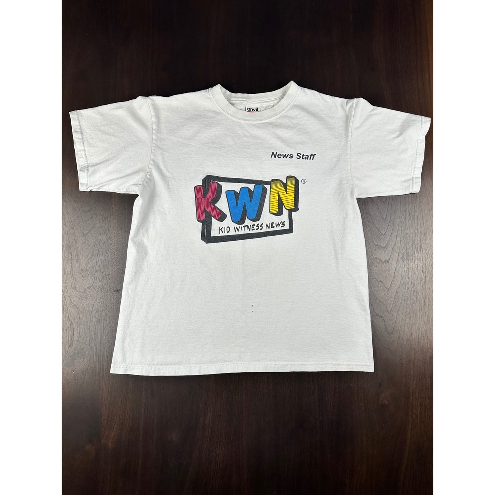 VTG 90s Panasonic Kid Witness News Staff T-Shirt Anvil White Cotton Medium
